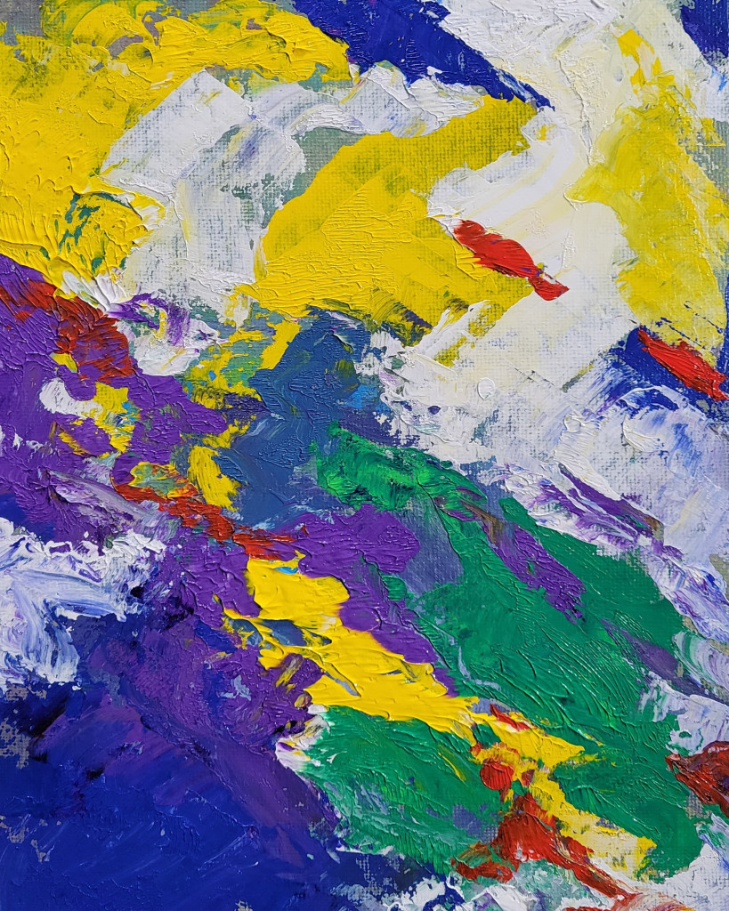 "The Distorted World Of The Man With Purple Hair" 10"x8" Acrylic on Canvas Panel Painted in April 2022