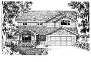 Rendering for a proposed model home in subdivision