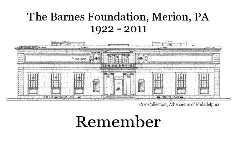 Digital repair of the front Elevation of the original Barnes Museum construction drawings. This was a donated project for Friends of the Barnes Foundation. Done in 2011. Created for use on T-Shirts, used in protest to the hijacking of Dr. Albert Barnes art collection.