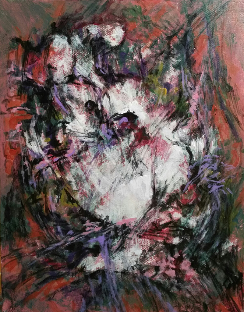 "Bunny Lost Bunny Found" 14"x11" Acrylic On Canvas Panel Painted in Nov 2016