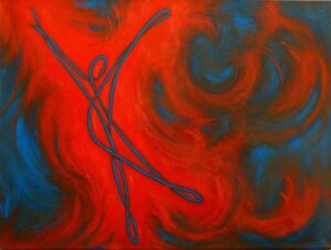 "Happy Little Dancing Line Heating It Up" 18"x24" oil on gallery wrap canvas Painted in 2013