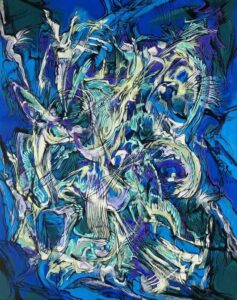 "Indigo Entourage" 20"x16" acrylic on gallery wrap canvas Painted in 2014