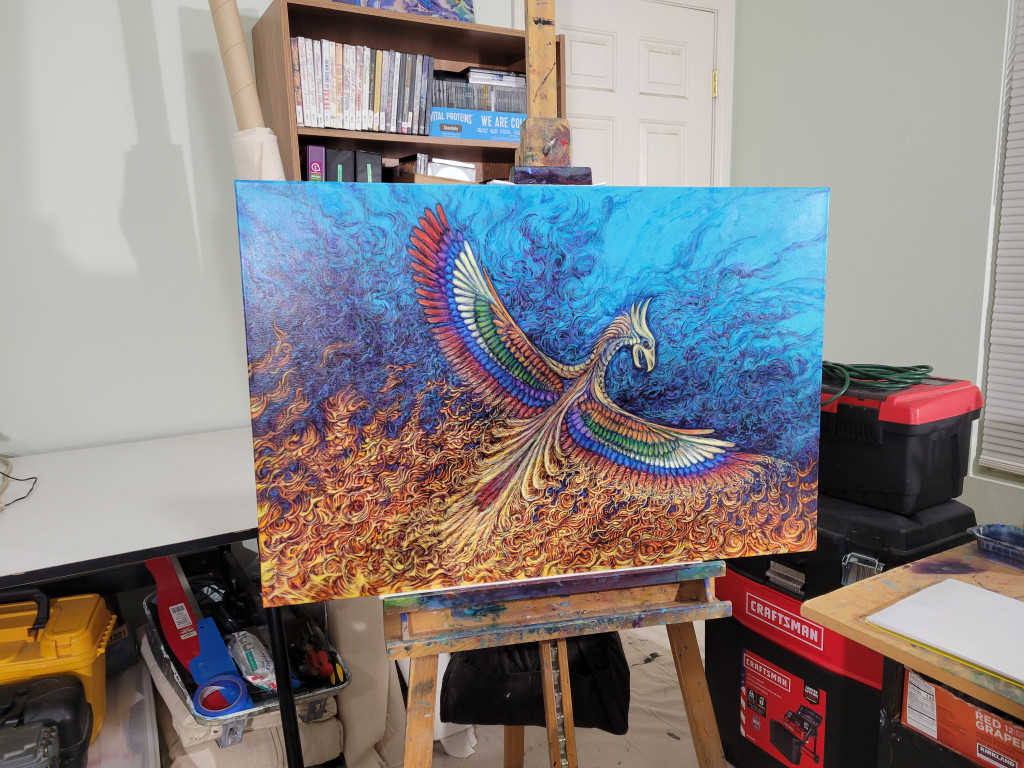 Here is a Phoenix painting that was never completely finished. Photo was taken in November 2023