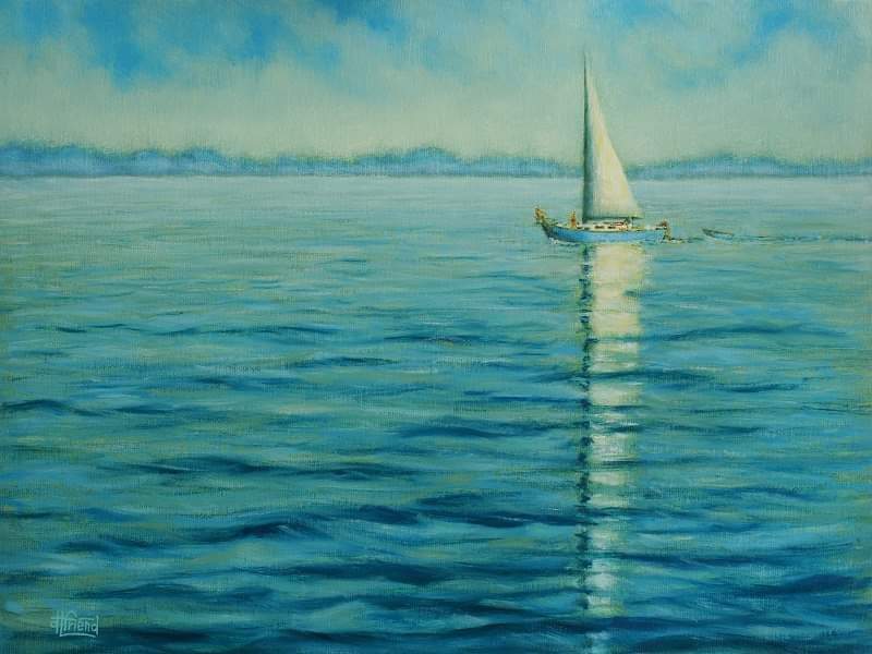 "Taking It Slow" 12"x16" oil on canvas panel Painted in 2012. A very enjoyable project painted at request of my wife for a gift to an individual who was dear to her at her workplace.