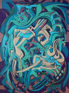 "What's Behind A Smile And A Grin" 48"x36" acrylic on gallery wrap canvas Painted in 2018