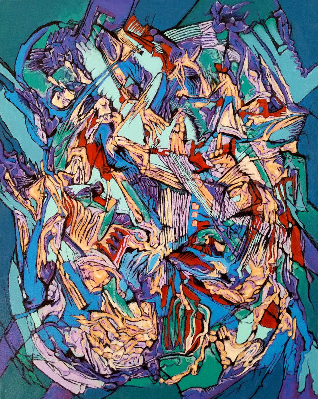 "Improbable Conceptions of Mother Goose On A Plate" acrylic on gallery wrap canvas. Painted in Nov 2013